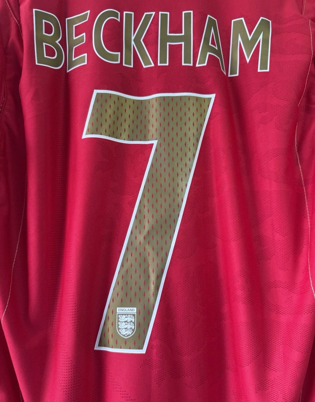 ENGLAND HOME UMBRO SHIRT 06-08 [M] BECKHAM #23 LONG SLEEVE