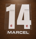 OFFICIAL TOLUCA FC MARCEL #14 NAME SET FOR HOME SHIRT