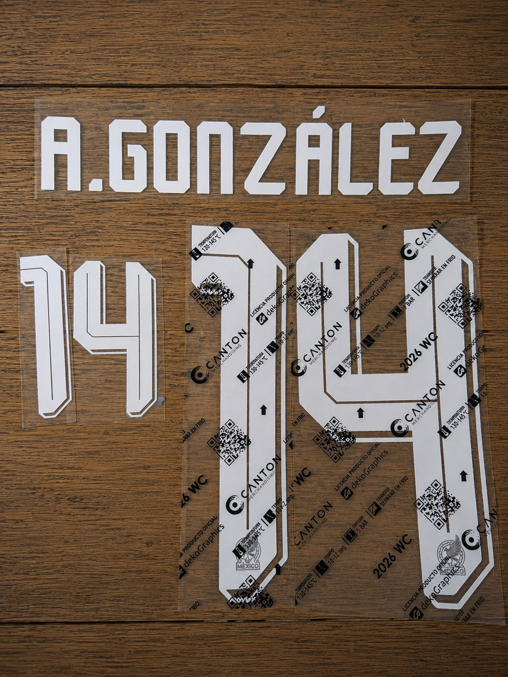 A. GONZÁLEZ #14 CONJUNTO DE NOMBRE Y NÚMERO PARA LA TERCERA CAMISETA DE MÉXICO