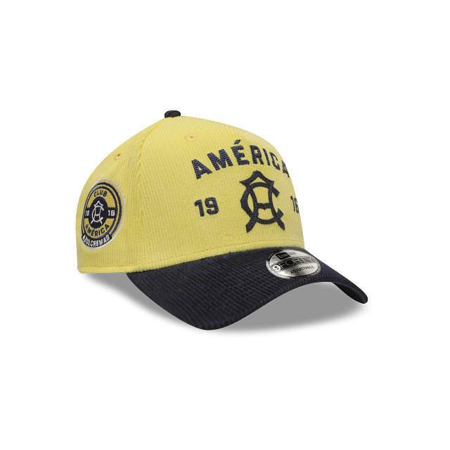 NEW CLUB AMERICA 9FORTY A-FRAME RETRO CORDUROY CAP YELLOW & NAVY ADJUSTABLE