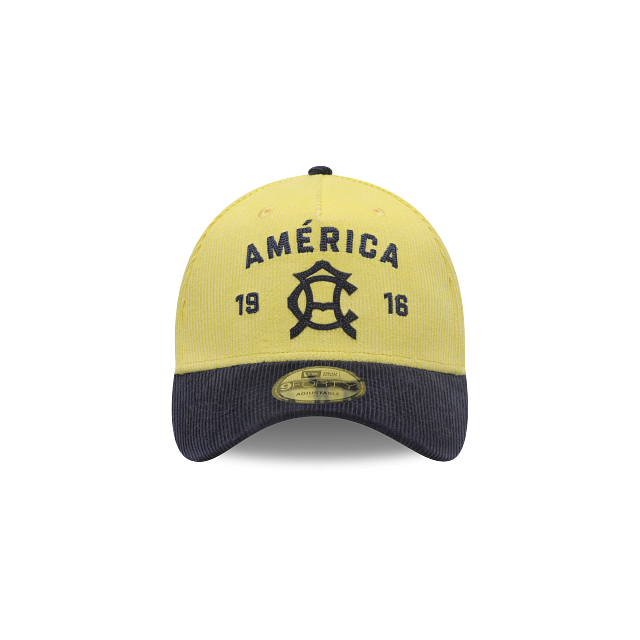 NEW CLUB AMERICA 9FORTY A-FRAME RETRO CORDUROY CAP YELLOW & NAVY ADJUSTABLE