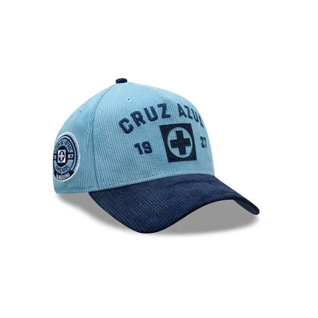 NEW CRUZ AZUL 9FORTY A-FRAME CORDUROY CAP SKY BLUE & NAVY ADJUSTABLE
