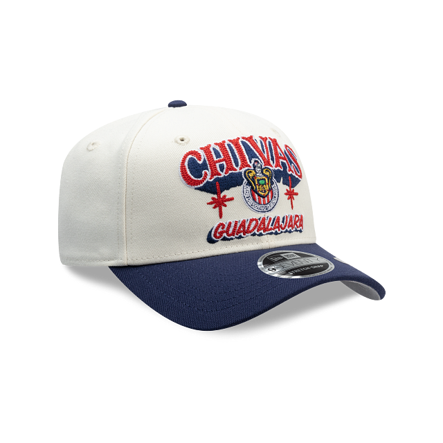 NEW CHIVAS GUADALAJARA 9SEVENTY WORDMARK CAP WHITE & NAVY ADJUSTABLE