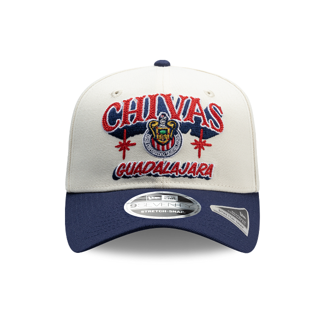 NEW CHIVAS GUADALAJARA 9SEVENTY WORDMARK CAP WHITE & NAVY ADJUSTABLE