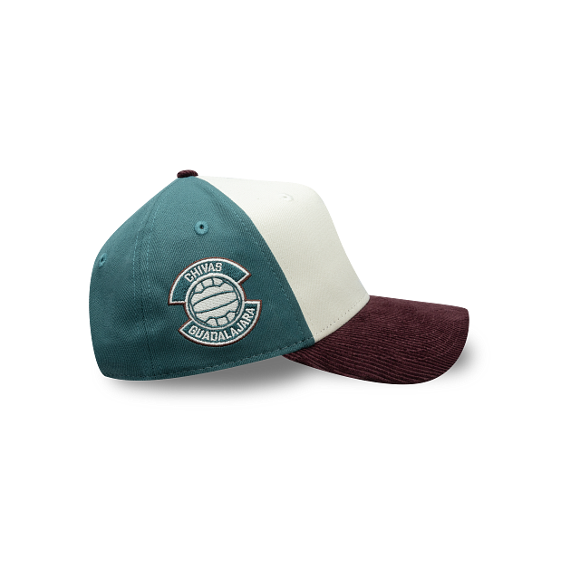 NEW CHIVAS GUADALAJARA 9FORTY A-FRAME RETRO CORDUROY VISOR CAP GREEN, WHITE & MAROON ADJUSTABLE