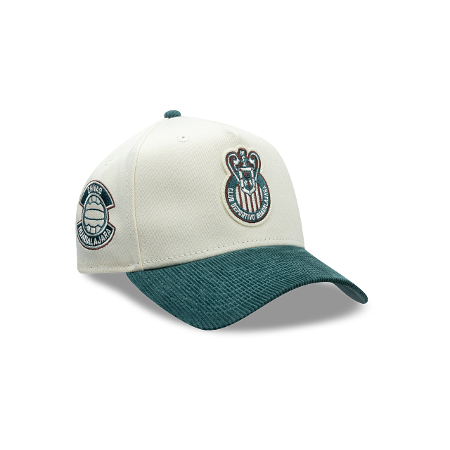 NEW CHIVAS GUADALAJARA 9FORTY A-FRAME RETRO CORDUROY VISOR CAP WHITE & GREEN ADJUSTABLE