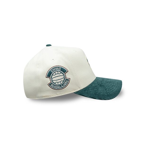 NEW CHIVAS GUADALAJARA 9FORTY A-FRAME RETRO CORDUROY VISOR CAP WHITE & GREEN ADJUSTABLE