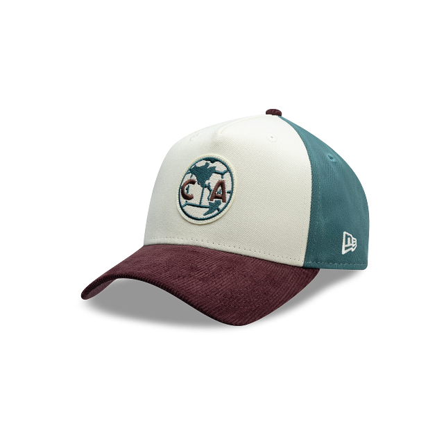 NEW CLUB AMERICA 9FORTY A-FRAME RETRO CORDUROY VISOR CAP GREEN, WHITE & MAROON ADJUSTABLE