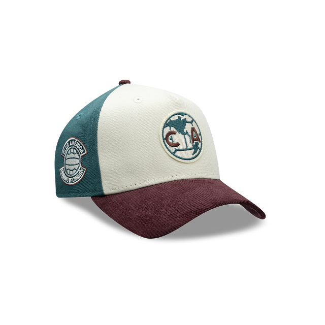 NEW CLUB AMERICA 9FORTY A-FRAME RETRO CORDUROY VISOR CAP GREEN, WHITE & MAROON ADJUSTABLE