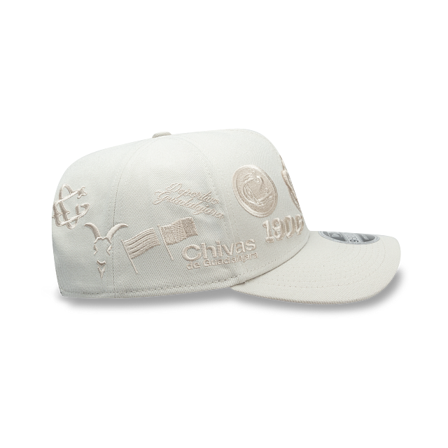 NEW CHIVAS GUADALAJARA 9SEVENTY ALL OVER LOGO CAP WHITE ADJUSTABLE
