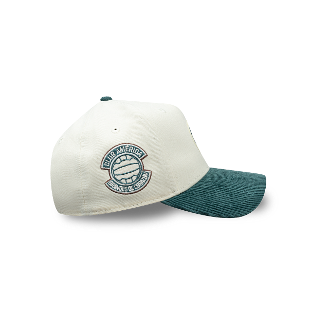 NEW CLUB AMERICA 9FORTY A-FRAME RETRO CORDUROY VISOR CAP WHITE & GREEN ADJUSTABLE