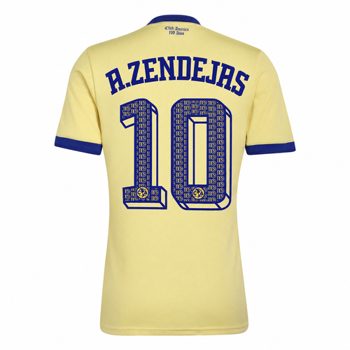 Club America A. Zendejas #10 110 Anniversary short sleeve personalization - back view