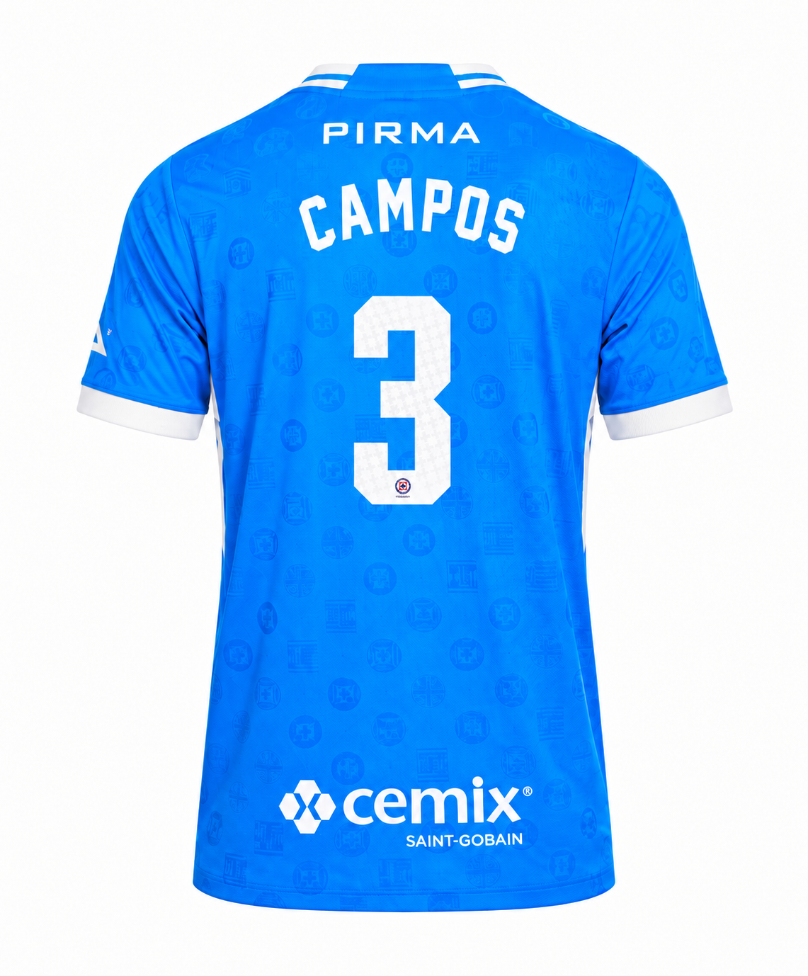 Official Name Set Campos #3 Cruz Azul 2026-2027 Home Shirt - back view