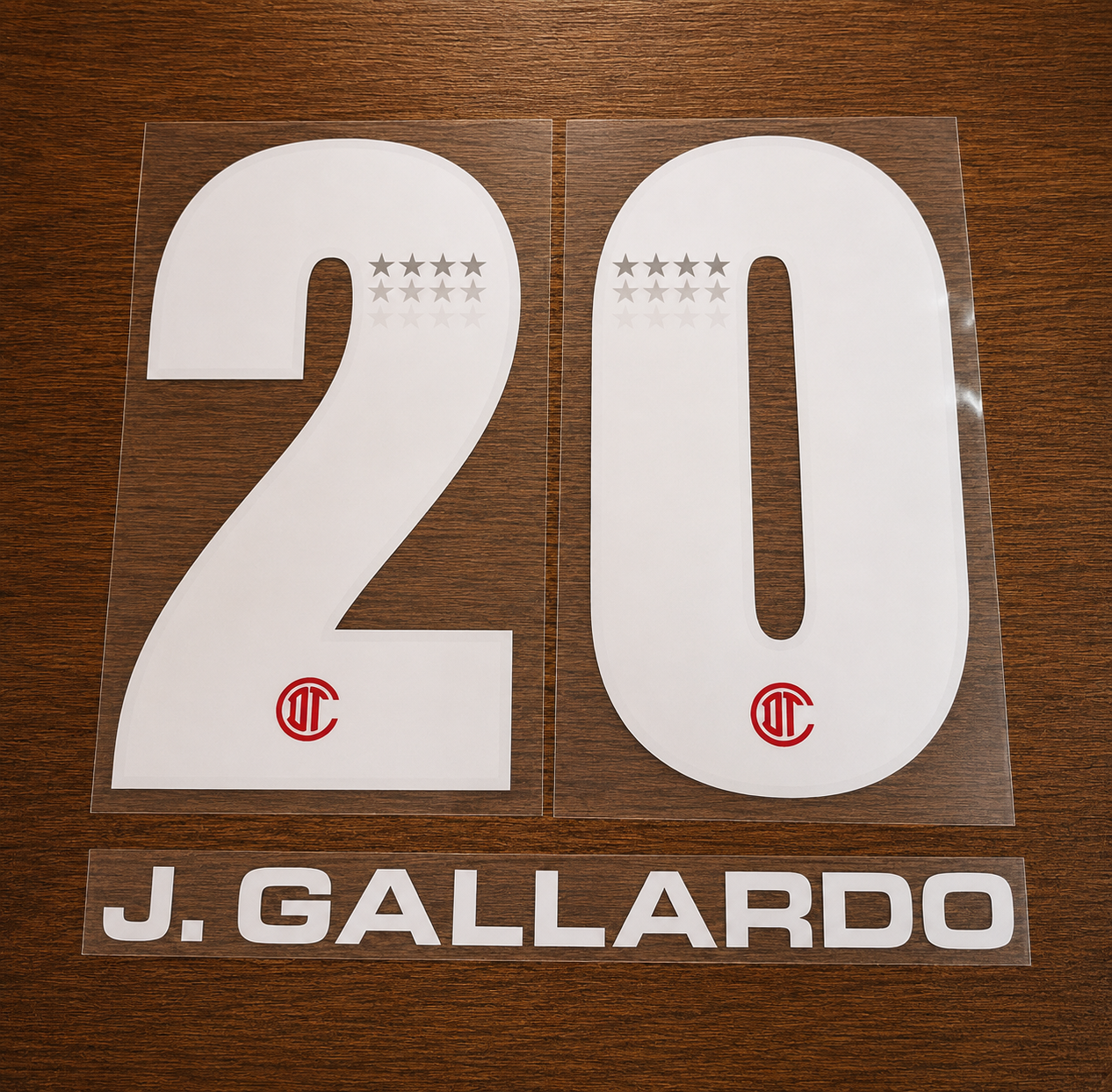 OFFICIAL TOLUCA FC J. GALLARDO #20 NAME SET FOR HOME SHIRT