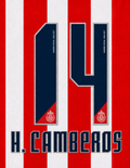 OFFICIAL CHIVAS GUADALAJARA NAME SET H. CAMBEROS #14 HOME SHIRT 26/27