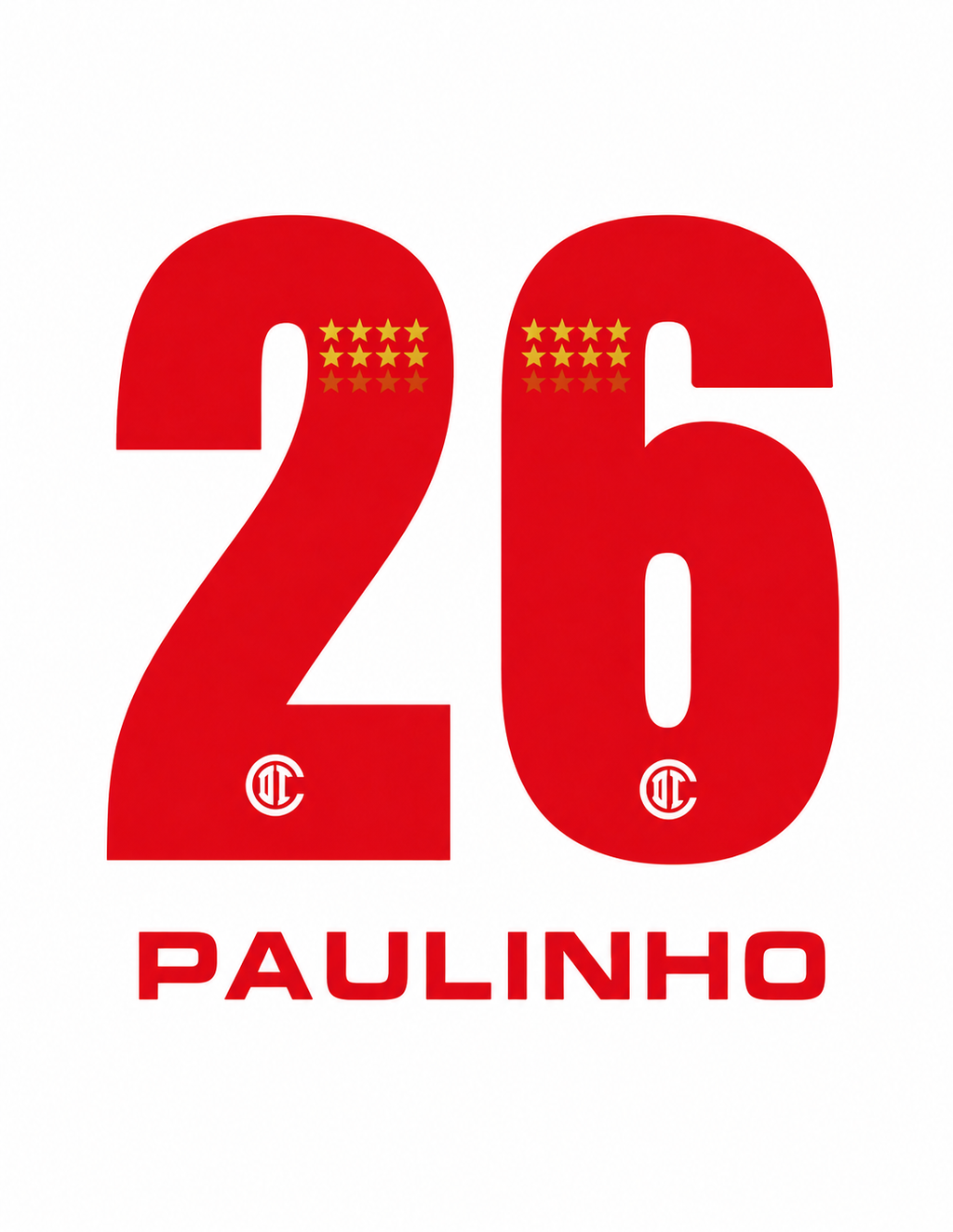 CONJUNTO DE NOMBRE OFICIAL TOLUCA FC PAULINHO #26 PARA CAMISETA DE VISITANTE