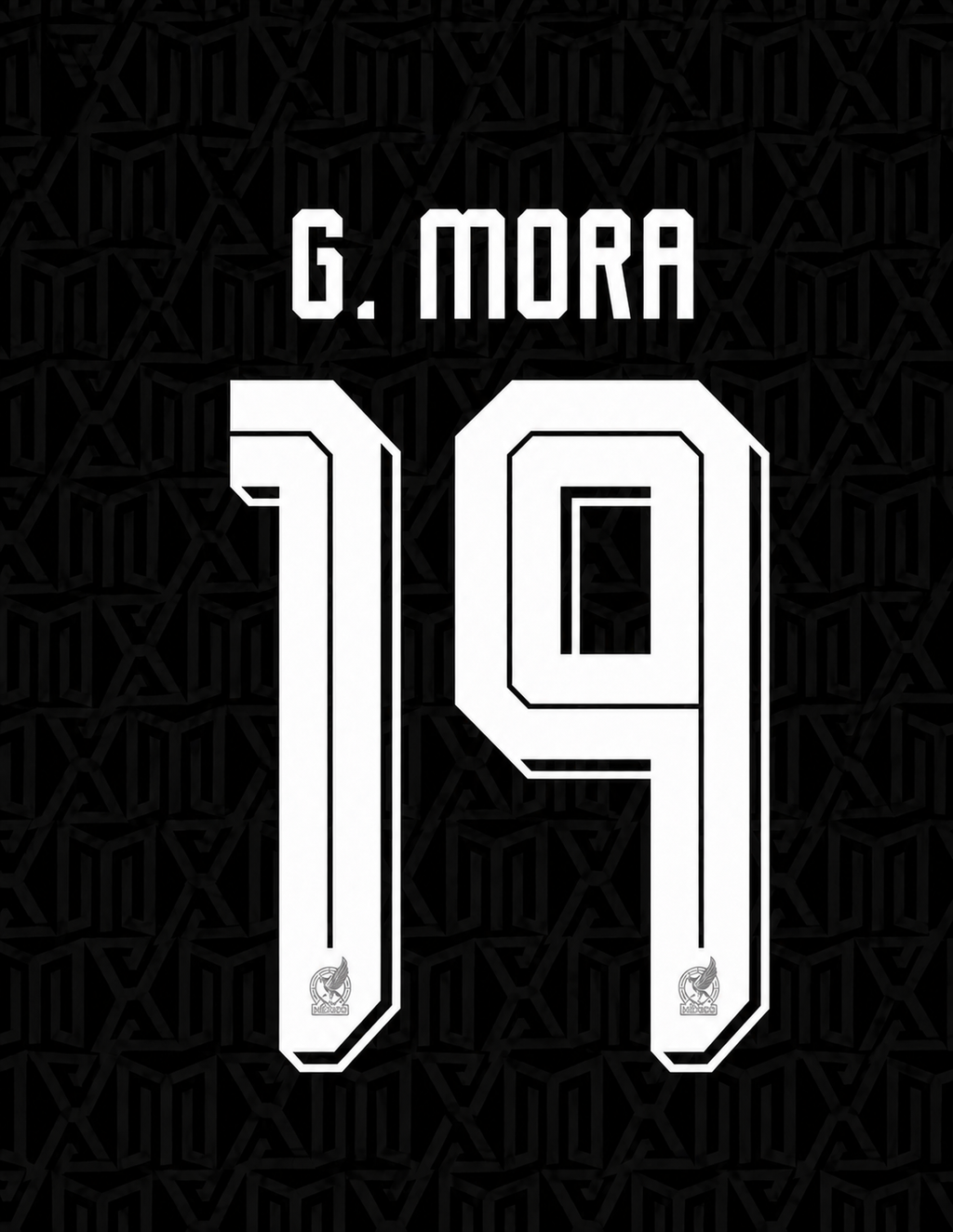 G.MORE #19 CONJUNTO DE NOMBRE Y NÚMERO PARA CAMISETA DE MÉXICO LOCAL