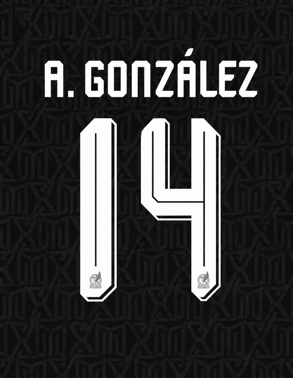 A. GONZÁLEZ #14 CONJUNTO DE NOMBRE Y NÚMERO PARA LA TERCERA CAMISETA DE MÉXICO