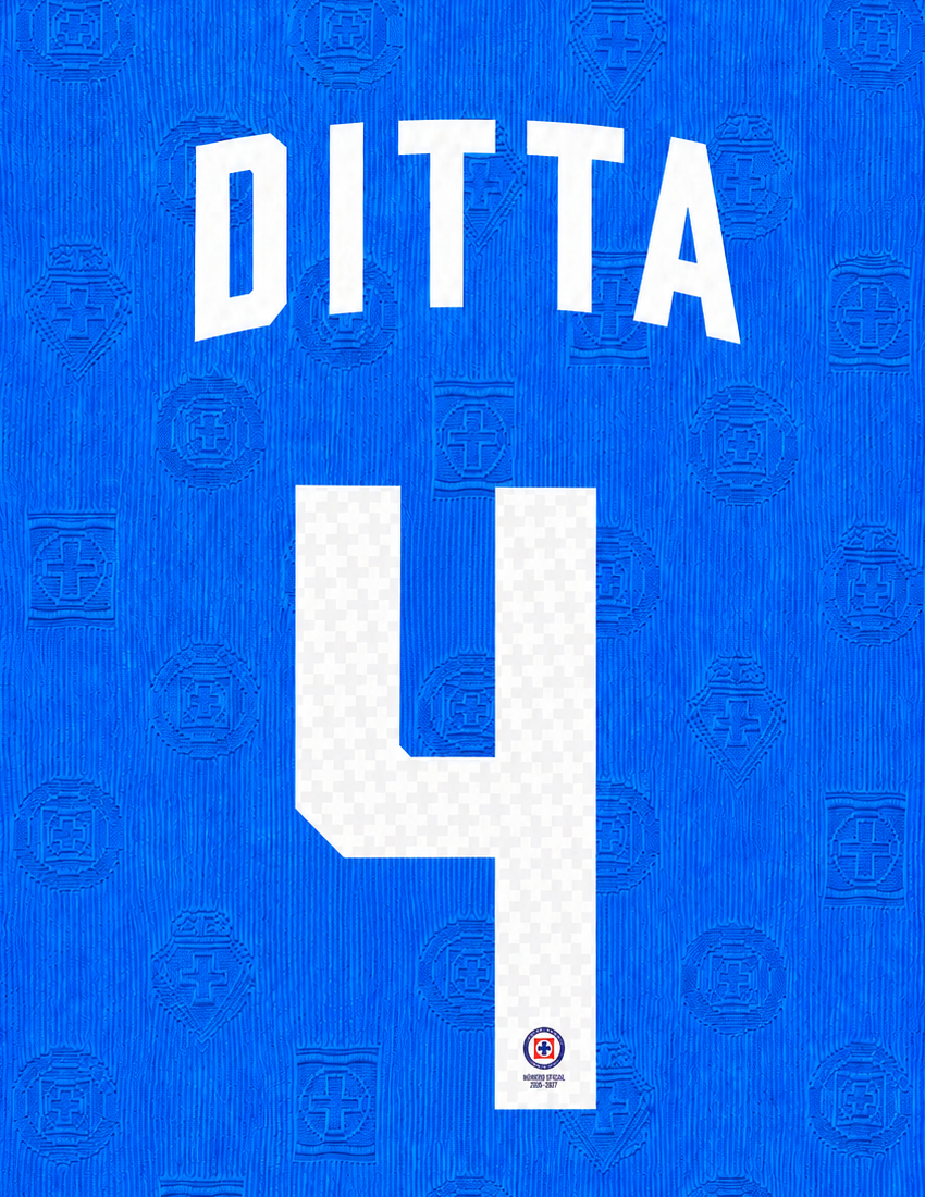 OFFICIAL NAME SET DITTA #4 CRUZ AZUL 2026-2027 HOME SHIRT