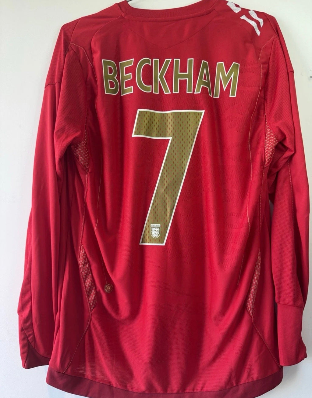 ENGLAND HOME UMBRO SHIRT 06-08 [M] BECKHAM #23 LONG SLEEVE