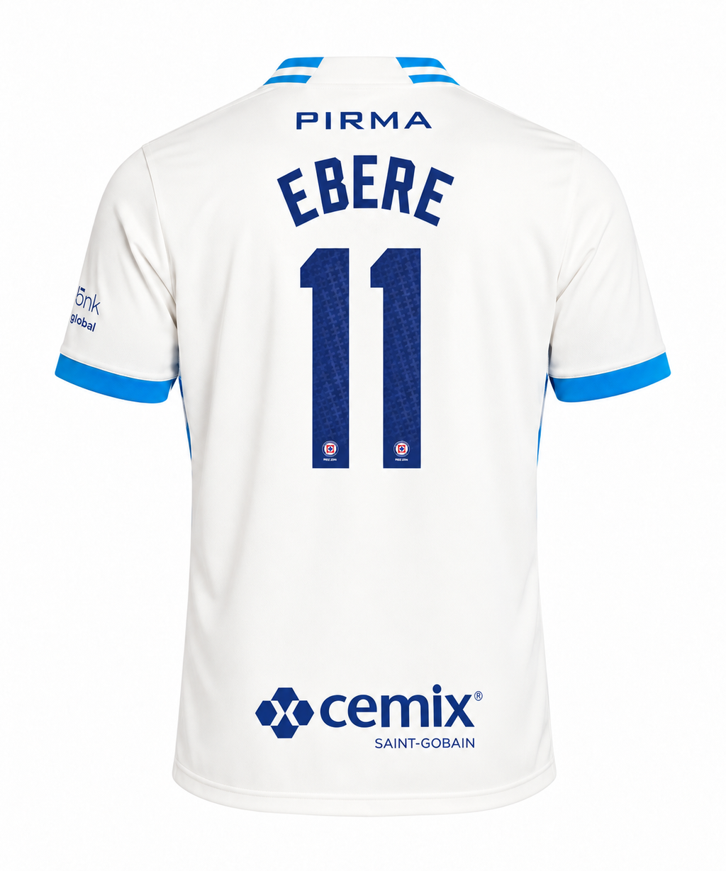 Official Name Set Ebere #11 Cruz Azul 2026-2027 Away Shirt - back view