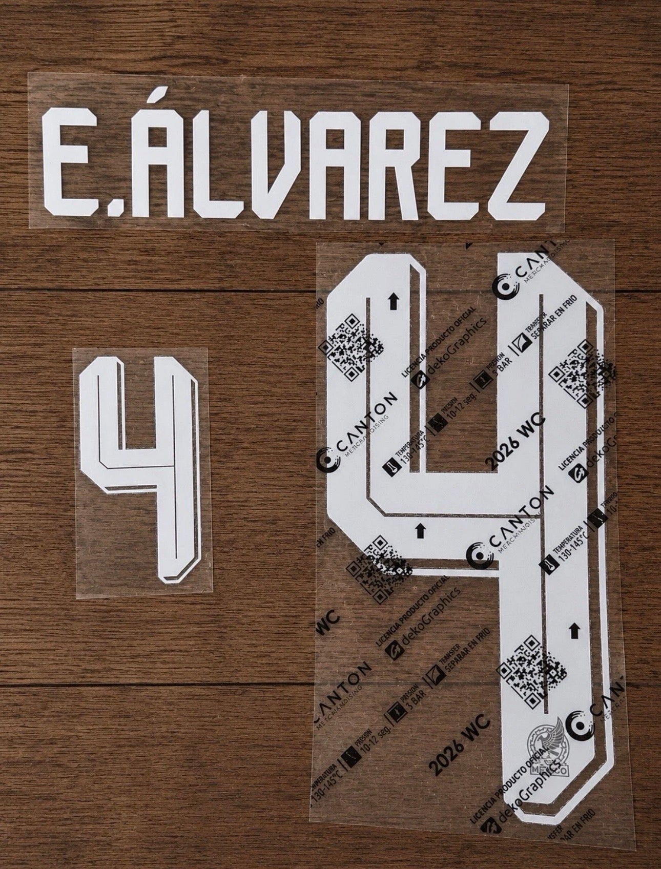 OFFICIAL MEXICO NAME & NUMBER SET E. ALVAREZ #4 THIRD BLACK SHIRT WORLD CUP 26