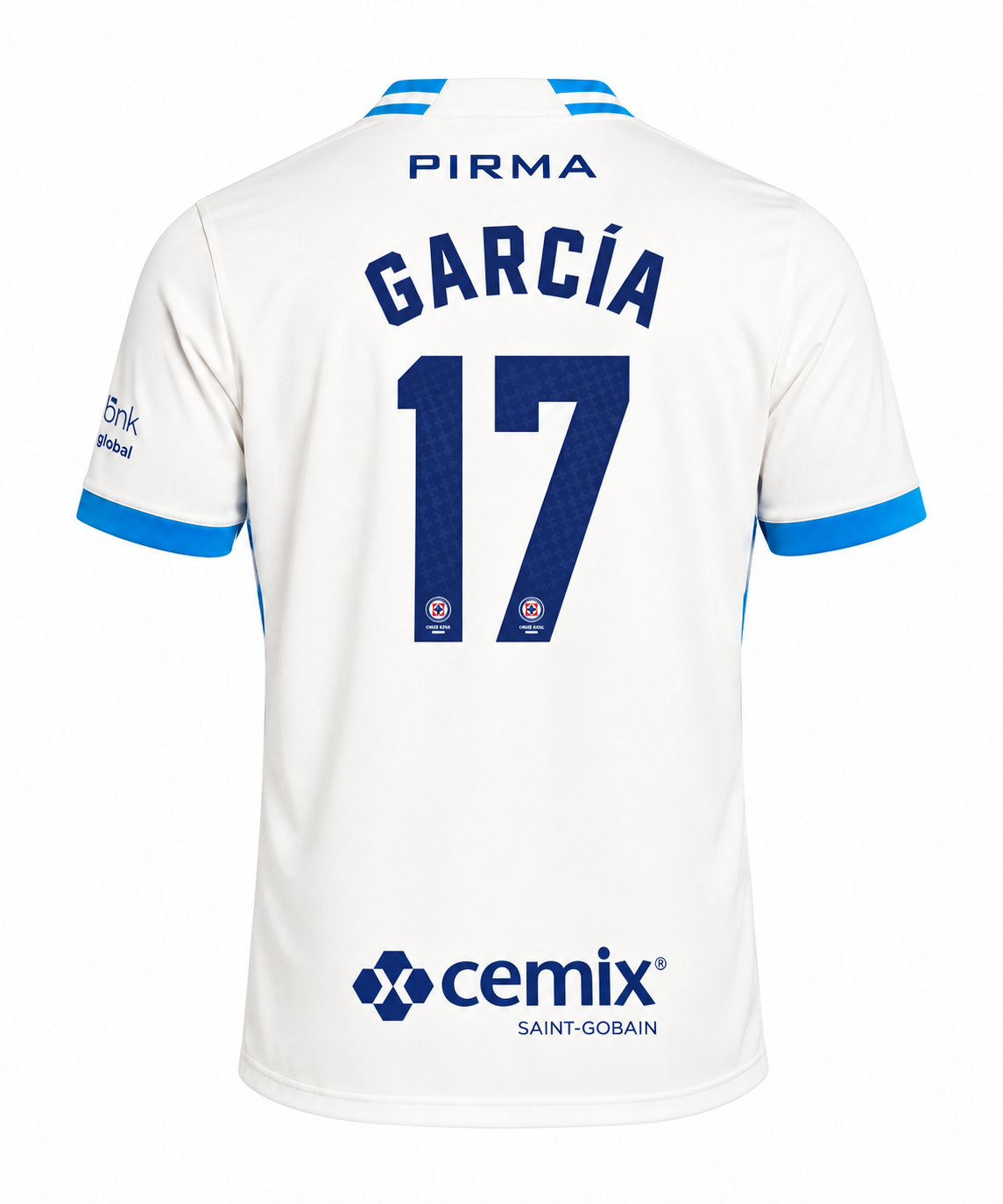 Official Name Set García #17 Cruz Azul 2026-2027 Away Shirt - back view