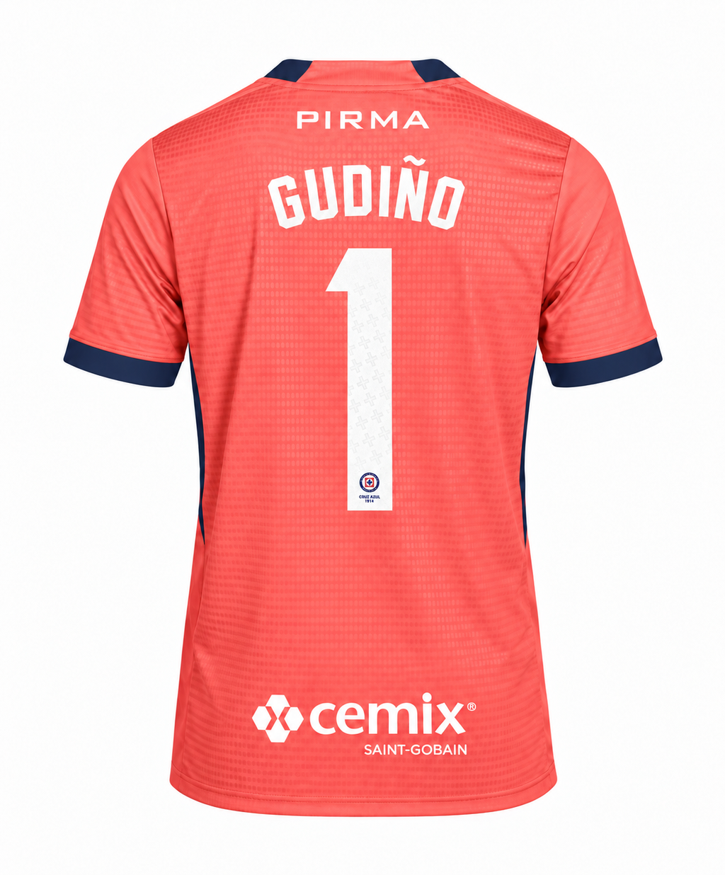 Official Name Set Gudiño #1 Cruz Azul 2026-2027 Coral Goalkeeper Shirt - back view