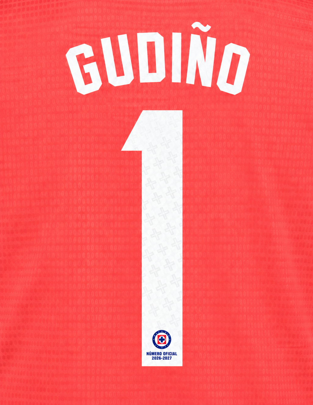 Official Name Set Gudiño #1 Cruz Azul 2026-2027 Coral Goalkeeper Shirt