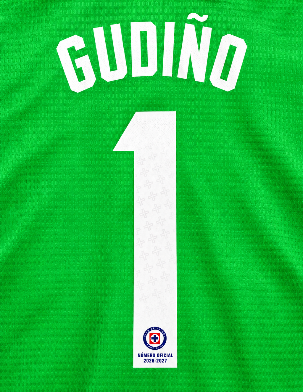 Official Name Set Gudiño #1 Cruz Azul 2026-2027 Green Goalkeeper Shirt