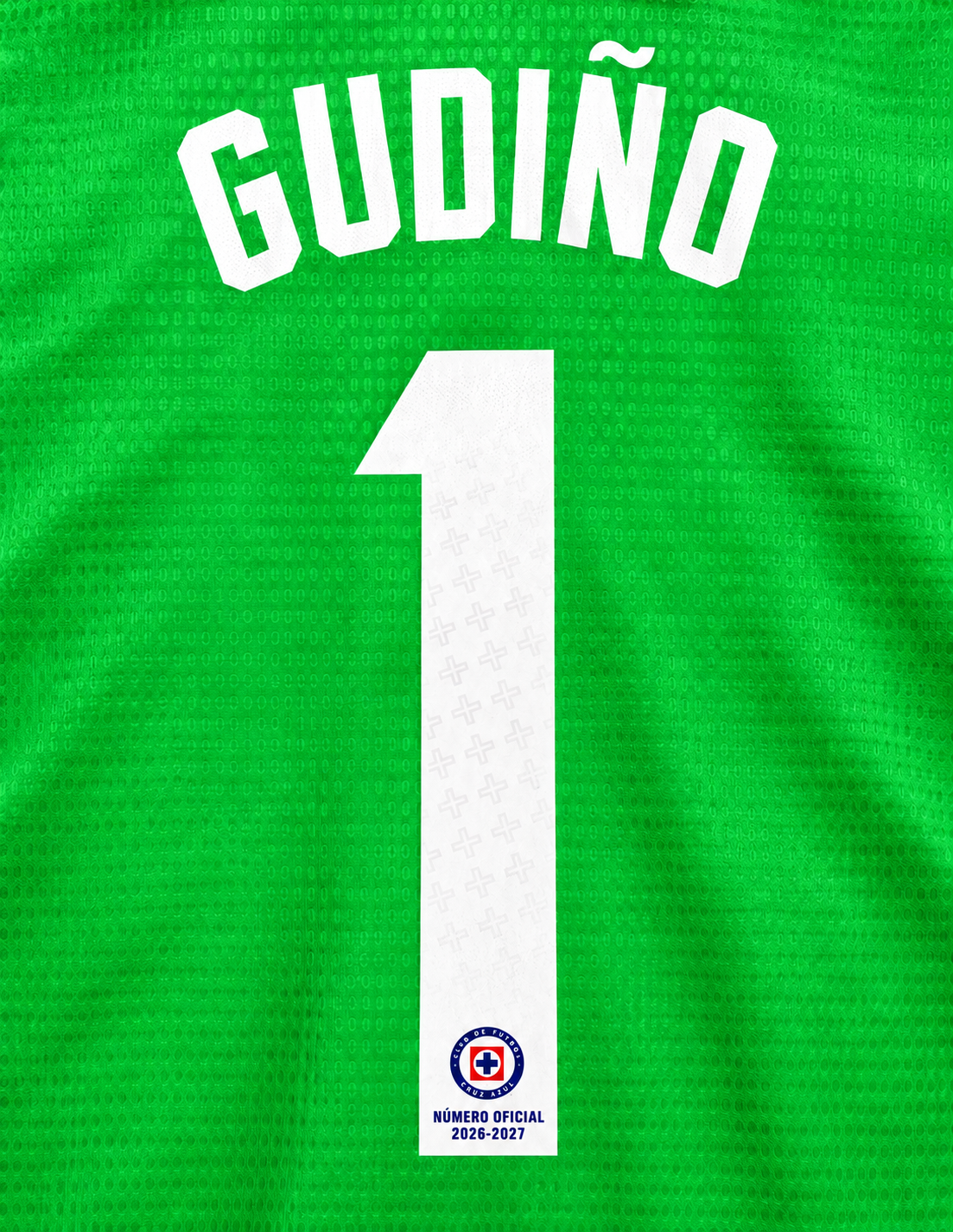 Official Name Set Gudiño #1 Cruz Azul 2026-2027 Green Goalkeeper Shirt
