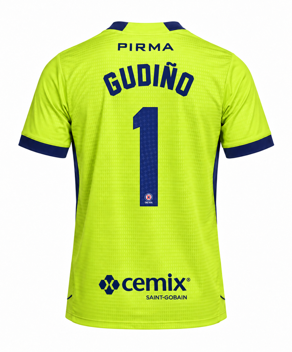 Official Name Set Gudiño #1 Cruz Azul 2026-2027 Neon Yellow Goalkeeper Shirt - back view