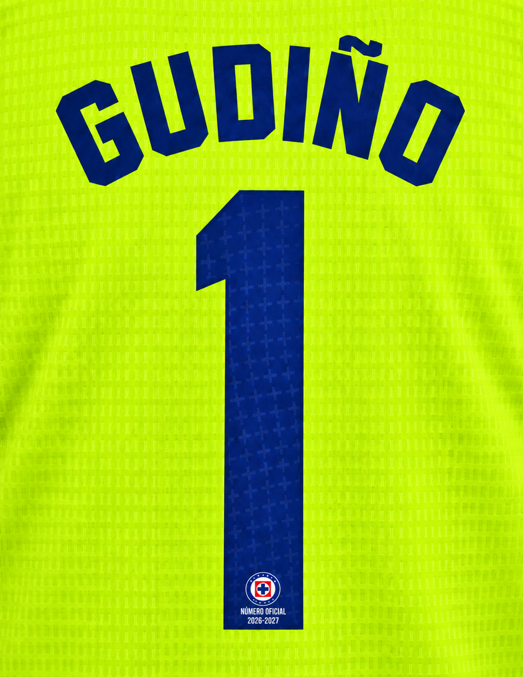 Official Name Set Gudiño #1 Cruz Azul 2026-2027 Neon Yellow Goalkeeper Shirt