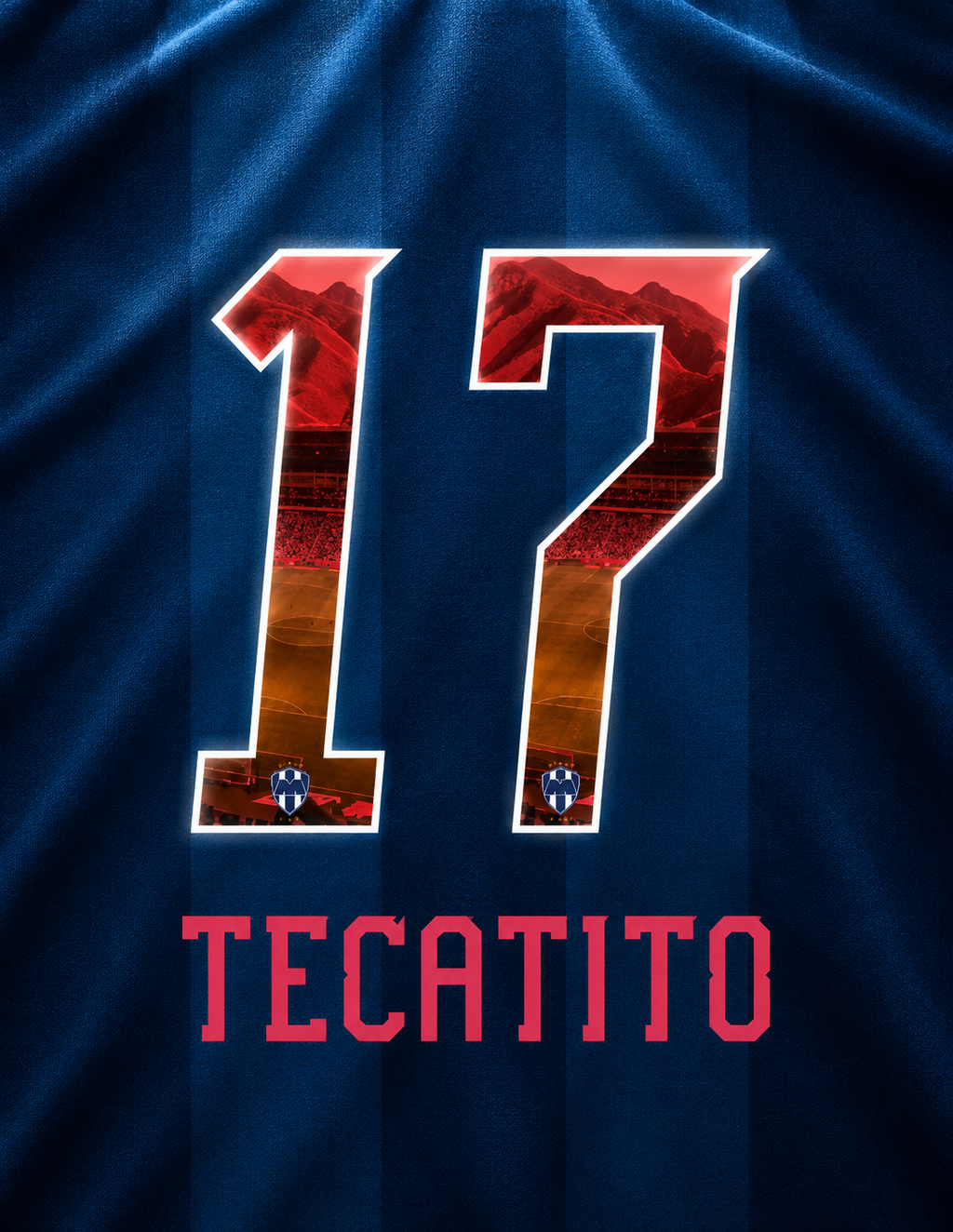NOMBRE ESTAMPADO "TECATITO" CORONA #17 OFICIAL RAYADOS DE MONTERREY FC PARA CAMISETA LOCAL