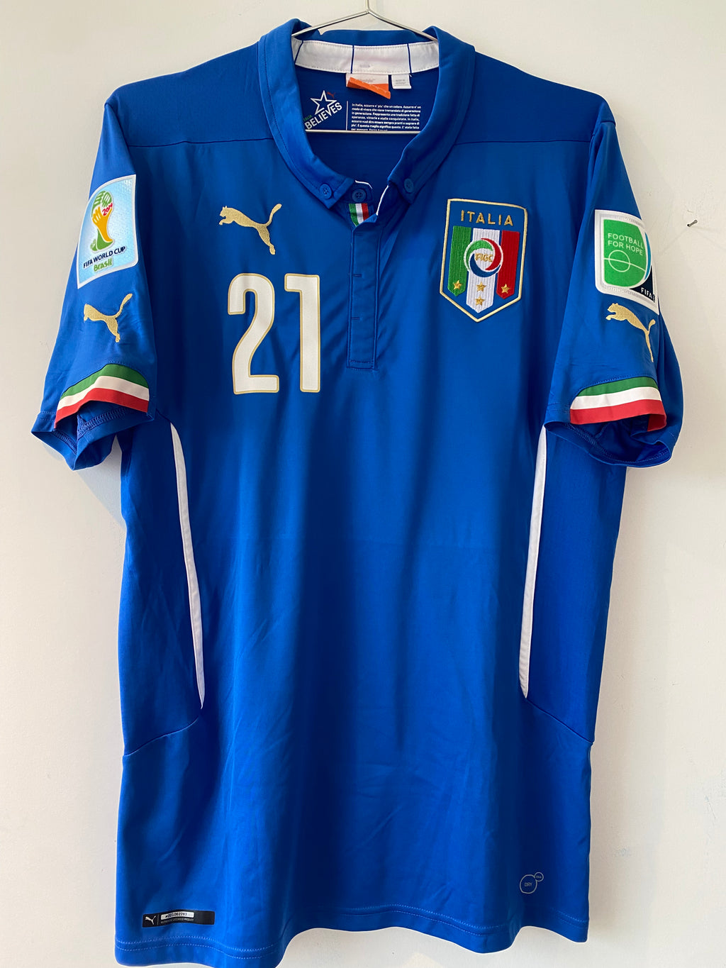 ITALY HOME SHIRT PUMA 2014 PIRLO #21 [L] WORLD CUP BRAZIL 2014