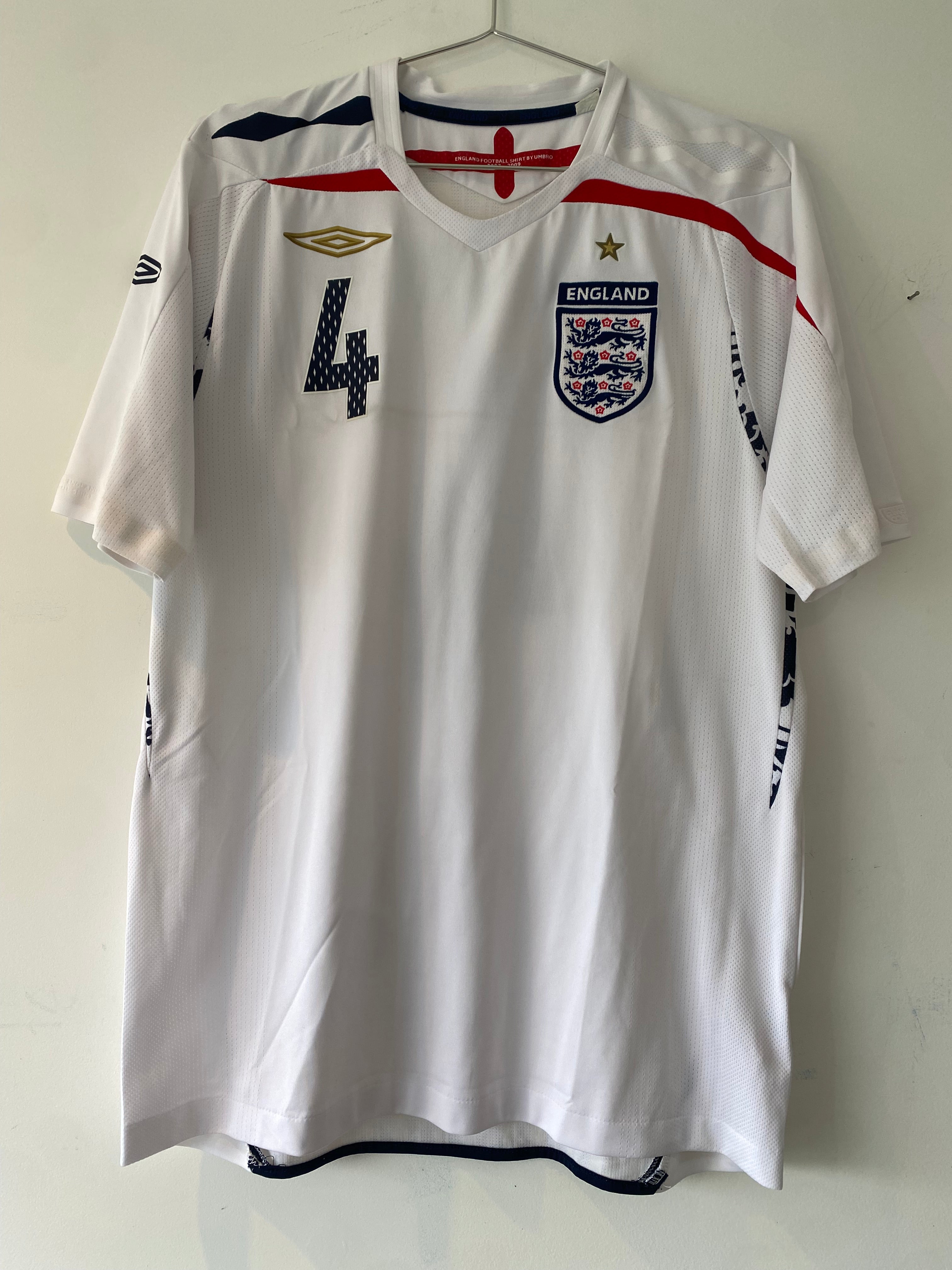 ENGLAND HOME SHIRT 2007-2009 UMBRO GERRARD #4 [M]