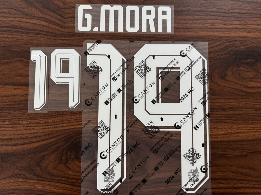 G.MORE #19 CONJUNTO DE NOMBRE Y NÚMERO PARA CAMISETA DE MÉXICO LOCAL