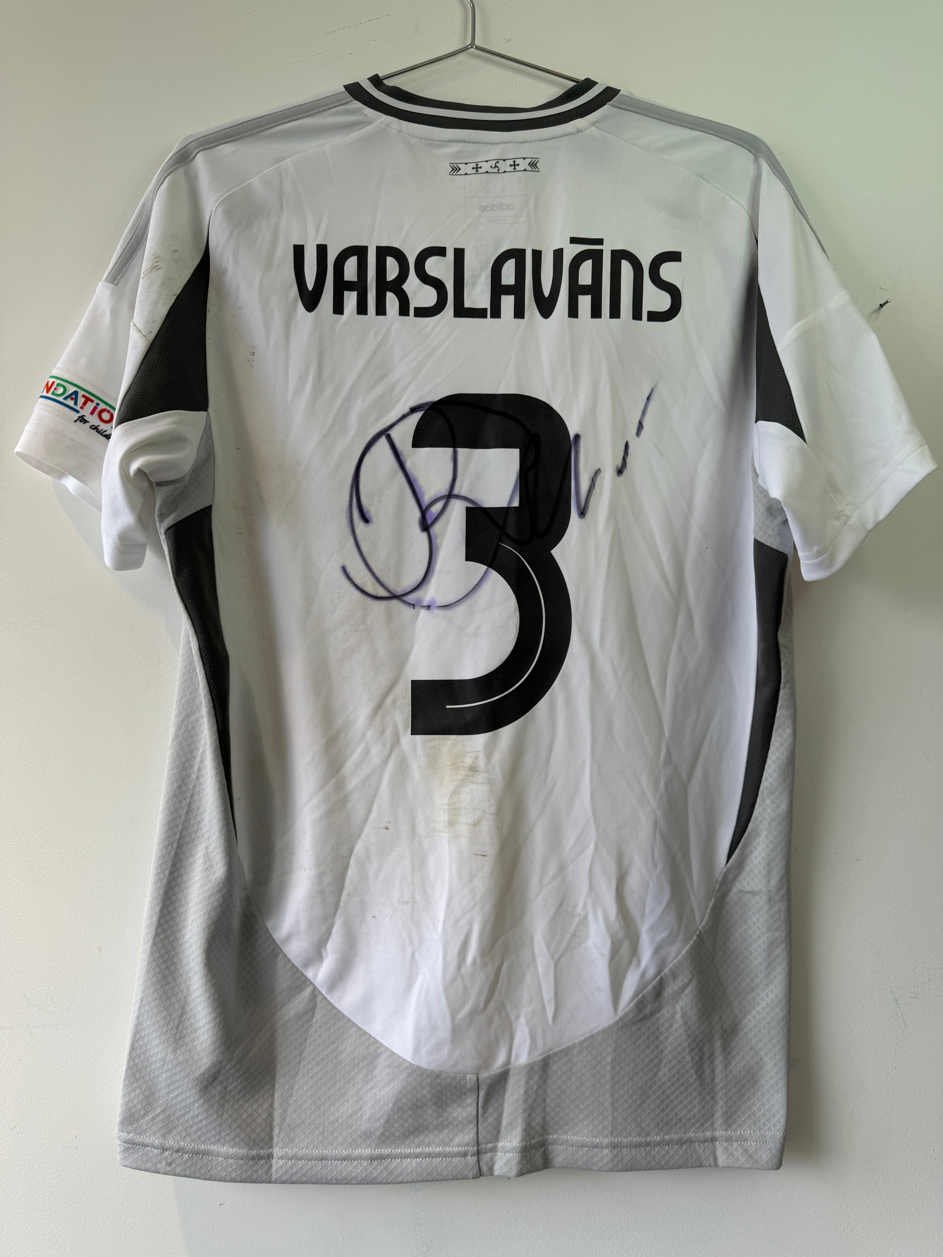 LATVIA 2024 AWAY SHIRT ADIDAS MATCH WORN VARSLAVANS #3 LETONIA