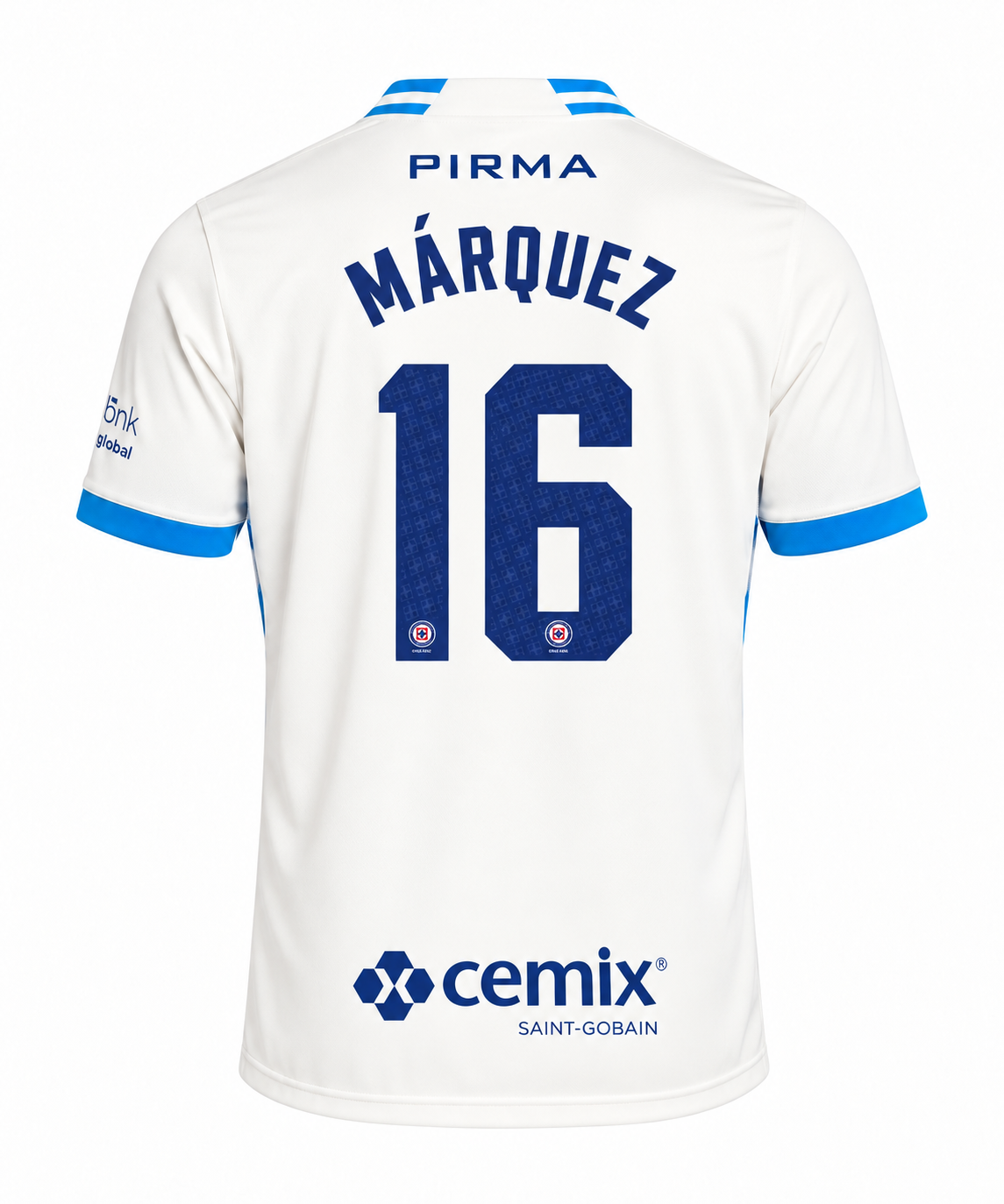 Official Name Set Márquez #16 Cruz Azul 2026-2027 Away Shirt - back view