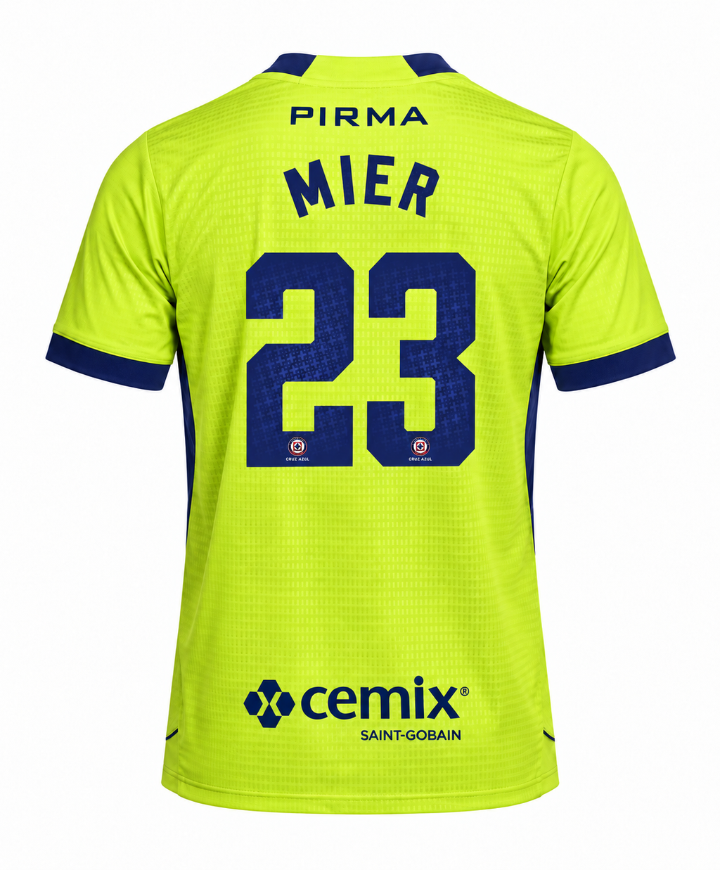 Official Name Set Mier #23 Cruz Azul 2026-2027 Neon Yellow Goalkeeper Shirt - back view