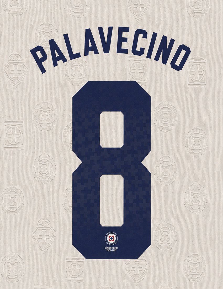 OFFICIAL NAME SET PALAVECINO #8 CRUZ AZUL 2026-2027 AWAY SHIRT
