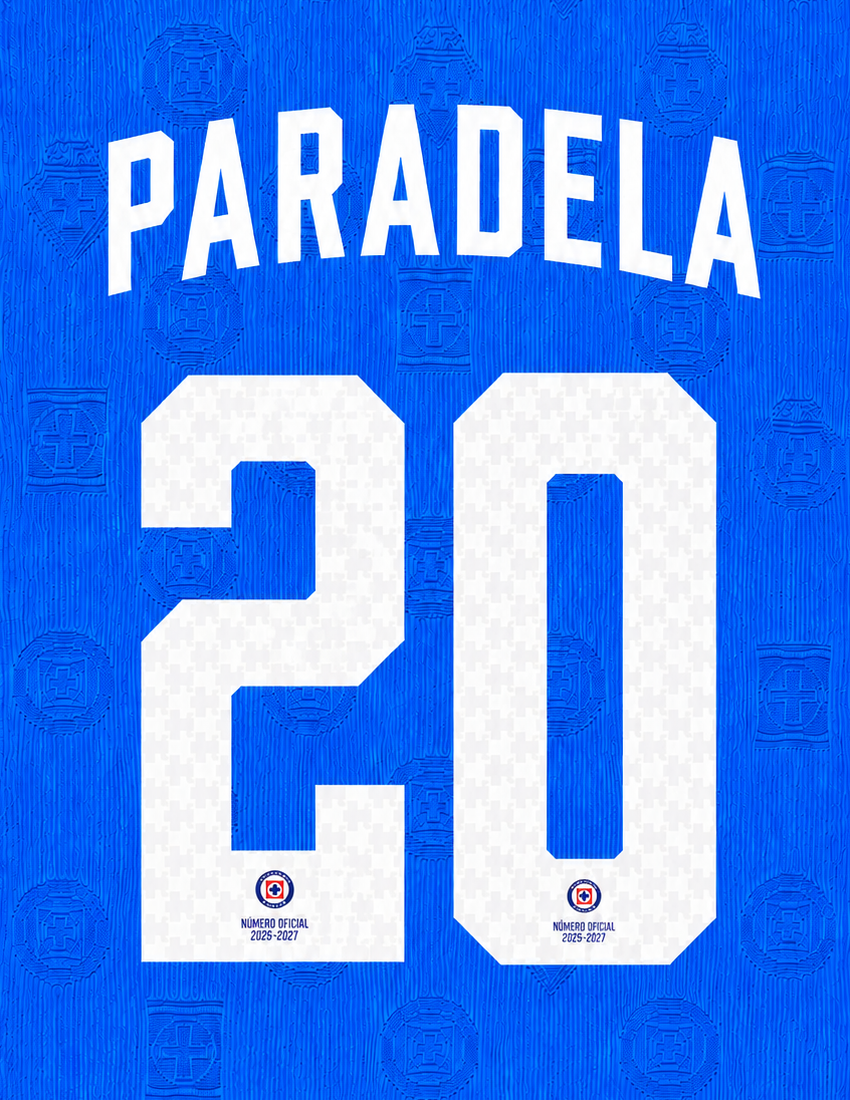 OFFICIAL NAME SET PARADELA #20 CRUZ AZUL 2026-2027 HOME SHIRT