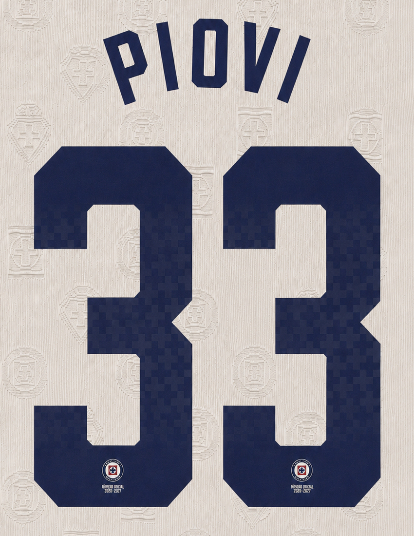 OFFICIAL NAME SET PIOVI #33 CRUZ AZUL 2026-2027 AWAY SHIRT