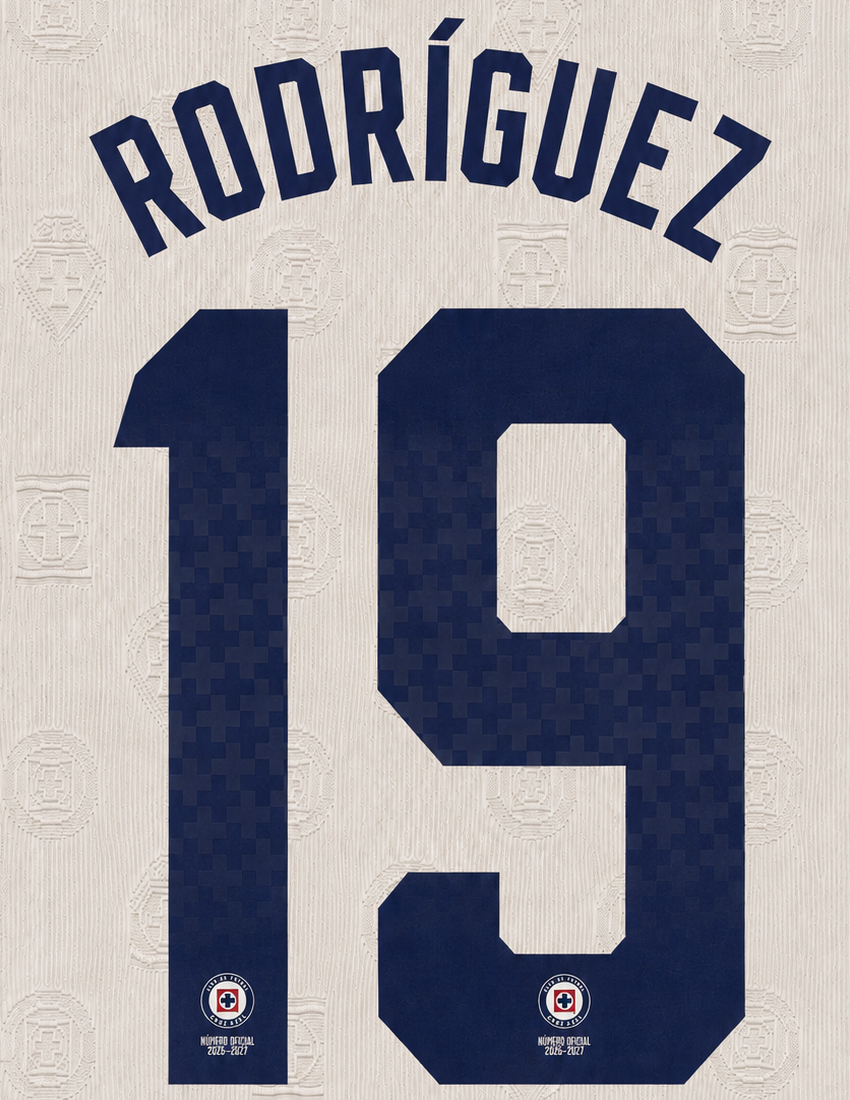 OFFICIAL NAME SET RODRÍGUEZ #19 CRUZ AZUL 2026-2027 AWAY SHIRT