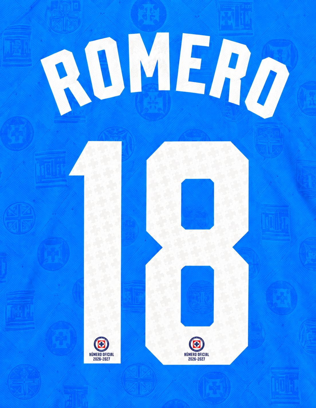 Official Name Set Romero #18 Cruz Azul 2026-2027 Home Shirt