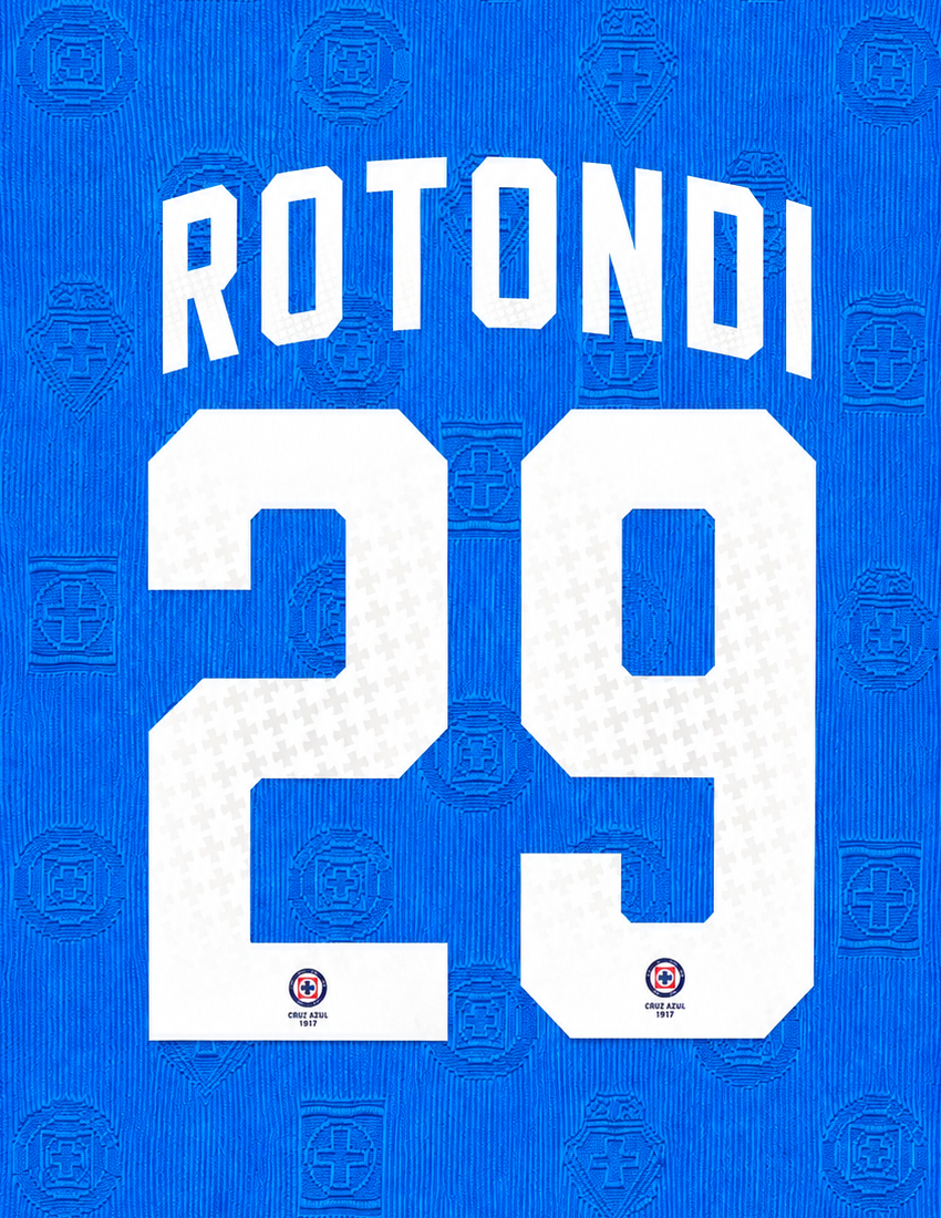 OFFICIAL NAME SET ROTONDI #29 CRUZ AZUL 2026-2027 HOME SHIRT
