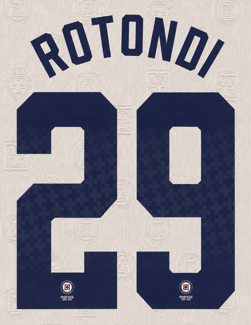 OFFICIAL NAME SET ROTONDI #29 CRUZ AZUL 2026-2027 AWAY SHIRT
