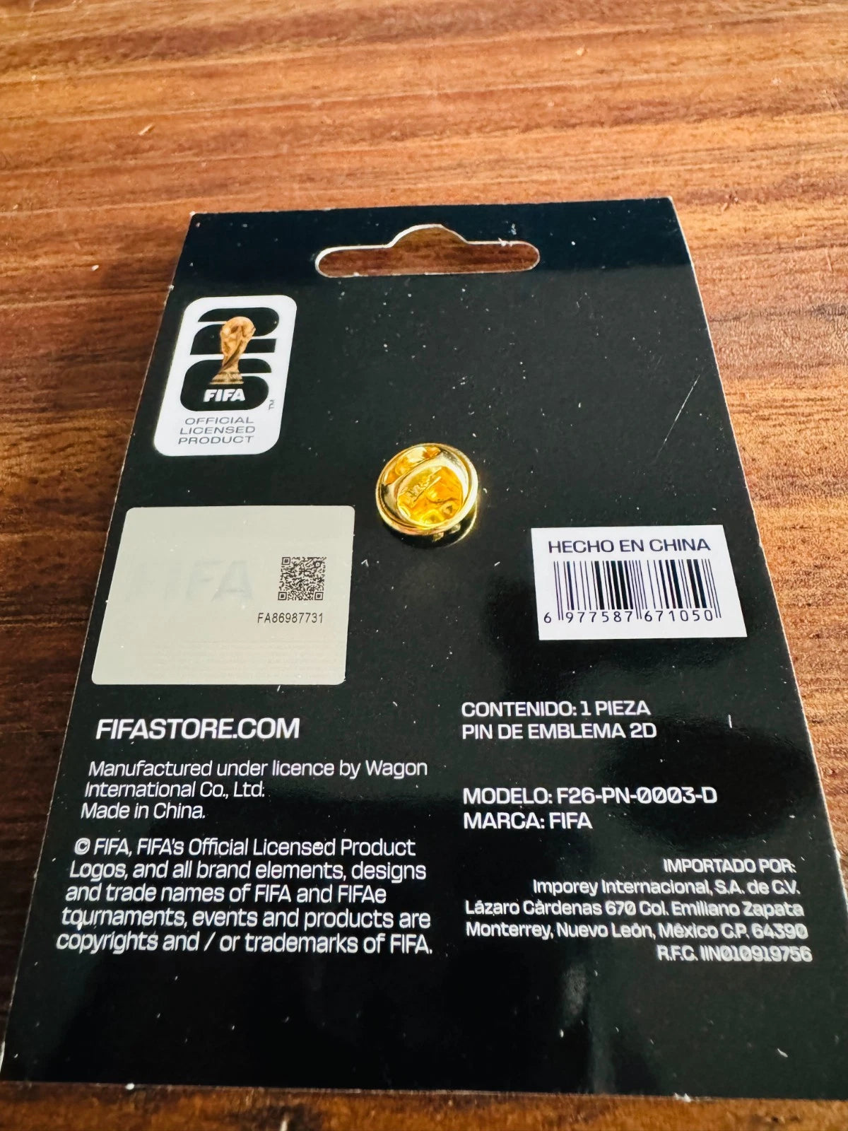 COLLECTIBLE PIN FIFA WORLD CUP 2026 CUP LOGO